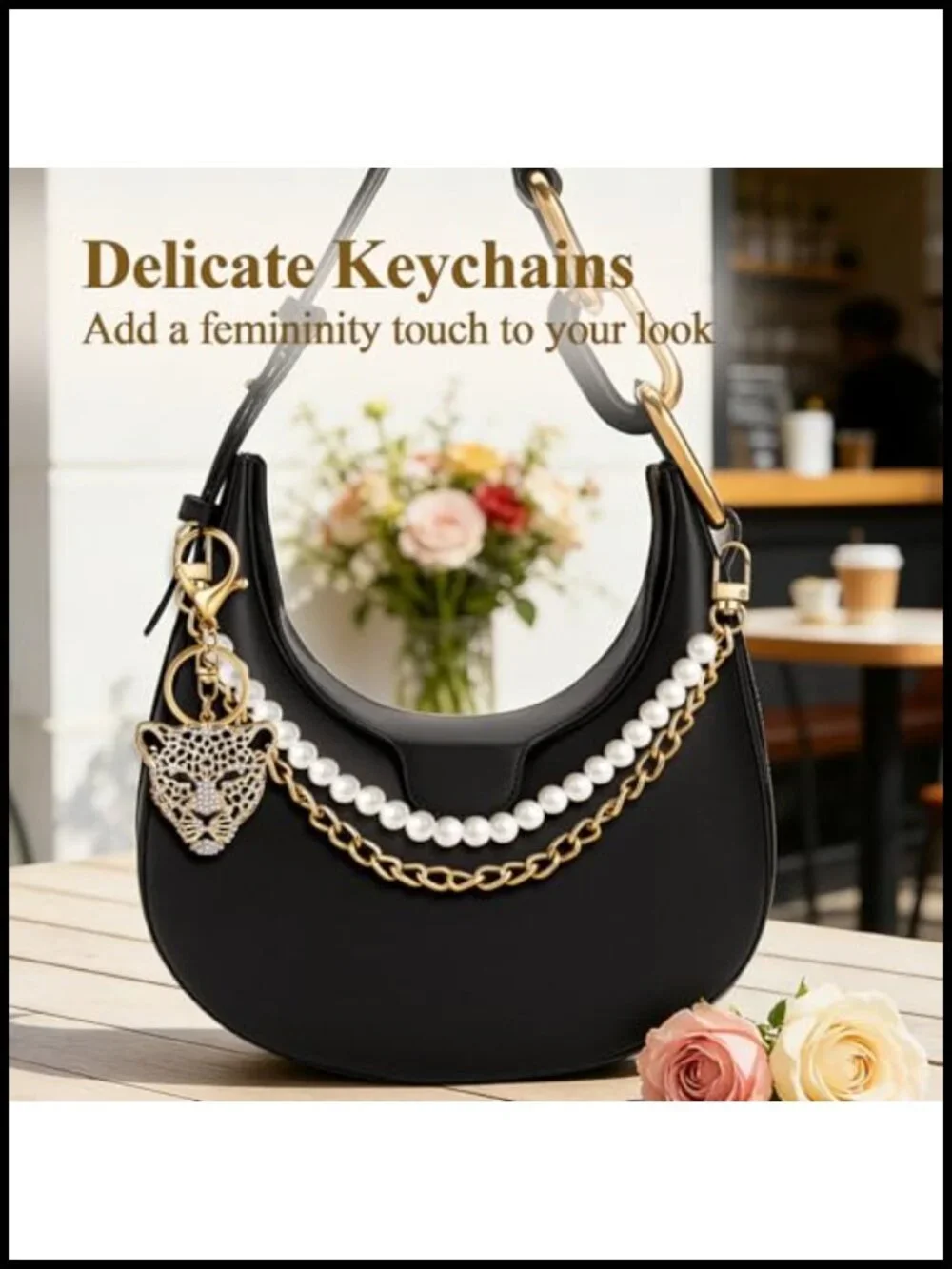 Bag Charms and Chains Set Purse Strap Extender with Pearls and Bows Women's